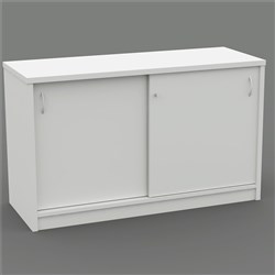 OM Credenza 1200W x 450D x 720mmH Lockable Sliding Doors All White