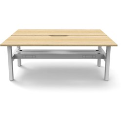 Rapidline Boost Static Back To Back Workstation+Tray 2 Person 1500Wx1500Dx730mmH Oak/White