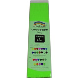 Rainbow Fluro Crepe Paper 500mm x 2.5m Green
